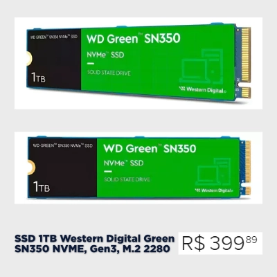 ssd 1tb western digital green sn350 nvme, gen3, m.2 2280