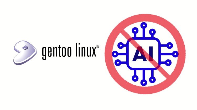 gentoo linux bane ia copyright compliance codigo fonte